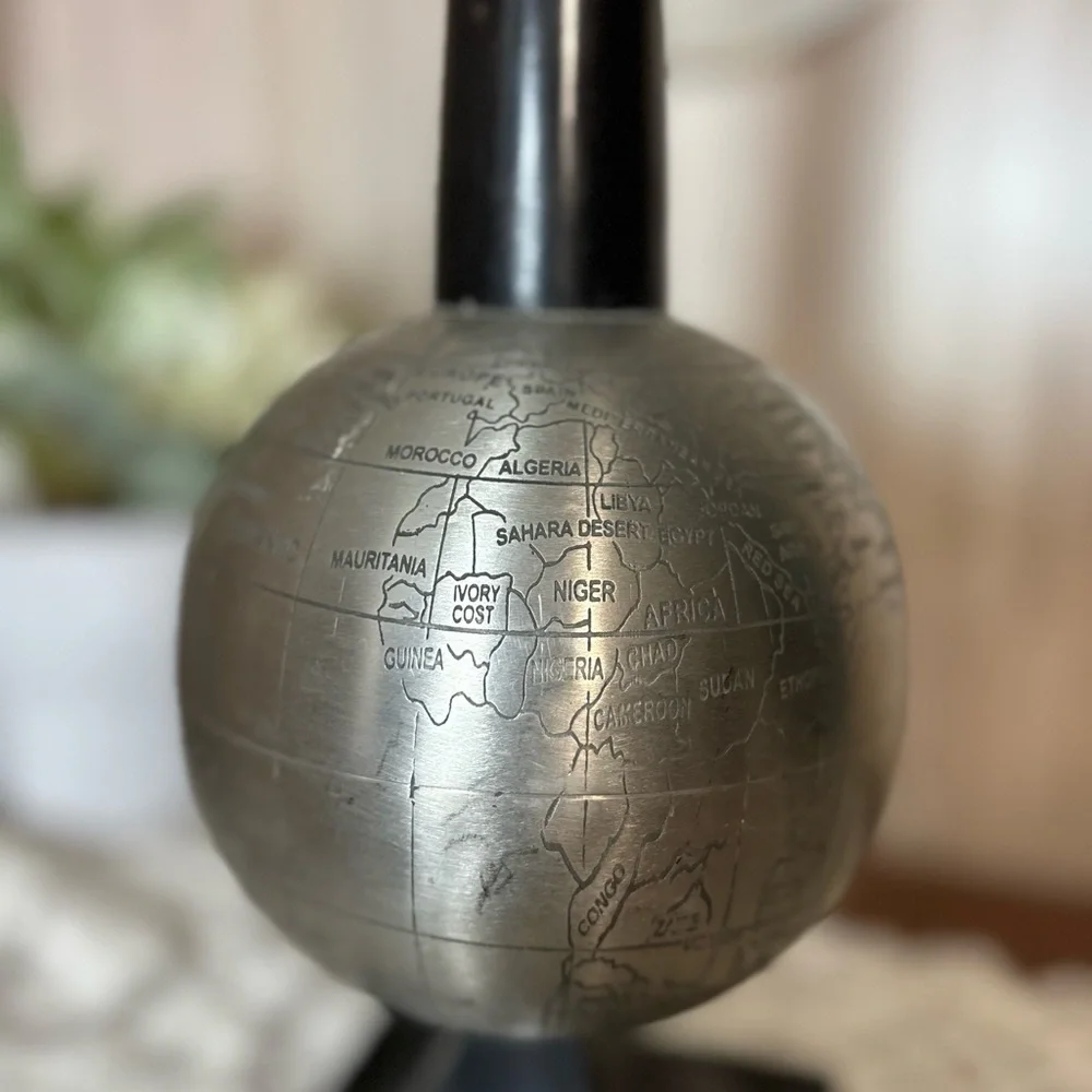 Elegant Black and Silver Decorative Globe Mid Century Modern